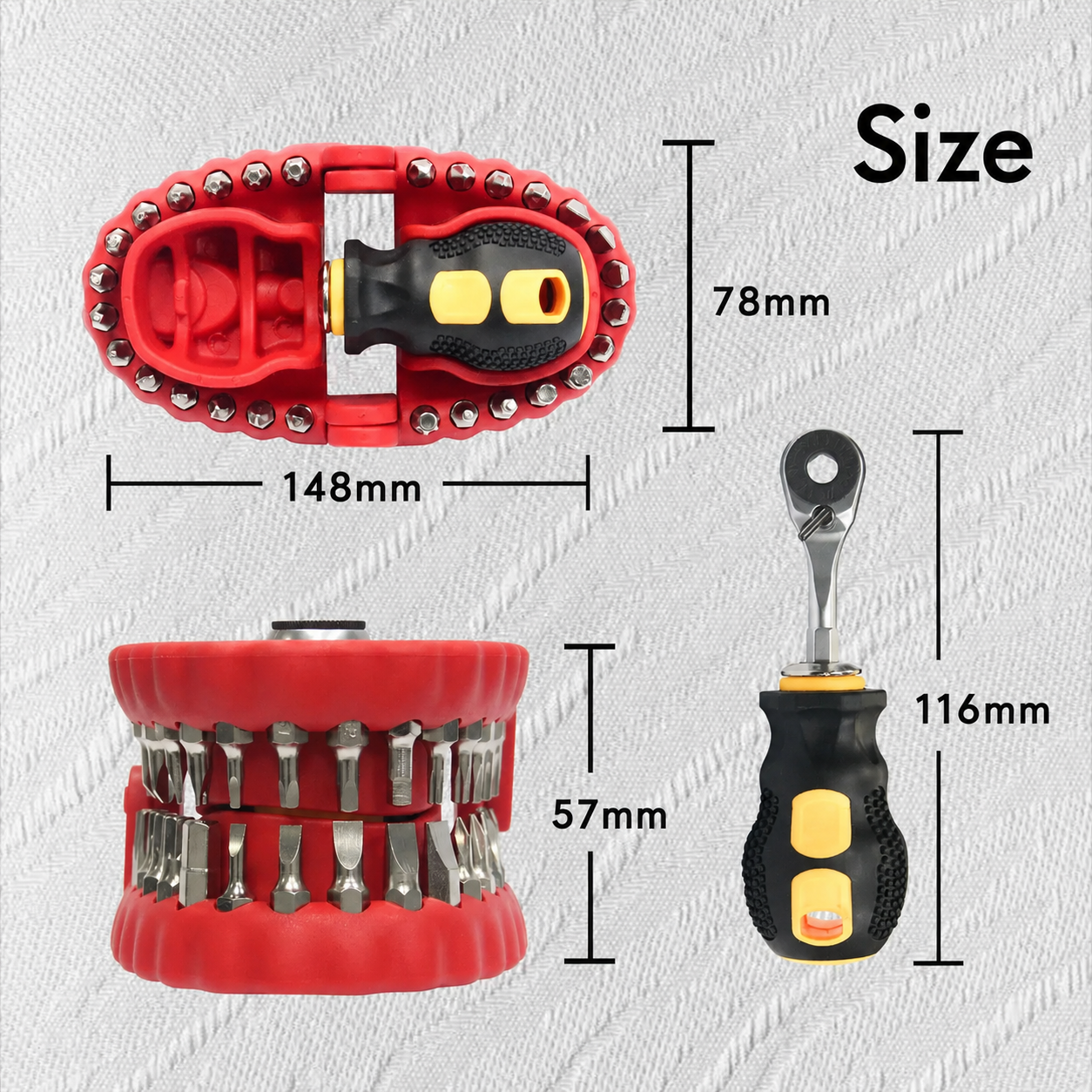 Denture Drill Bit Holder 30-in-1 Screwdriver Set,Fits 1/4 Inch Hex Bit And Drive Bit Adapter