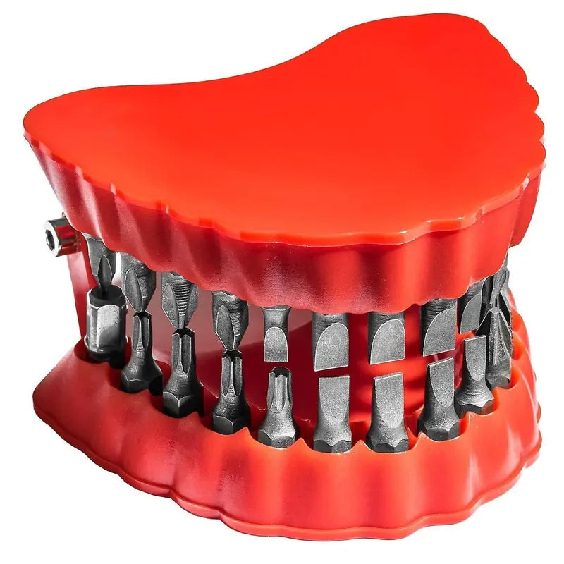 Denture Drill Bit Holder 30-in-1 Screwdriver Set,Fits 1/4 Inch Hex Bit And Drive Bit Adapter