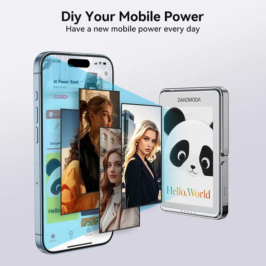 E-Ink Power Bank 5000mAh – 15W MagSafe & 22.5W Wired with Kickstand & Cable