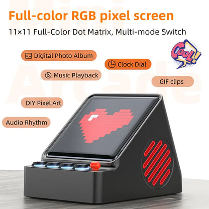 Retro Pixel Display Bluetooth Speaker with App Control & 16×16 RGB LED Pixel Art Display