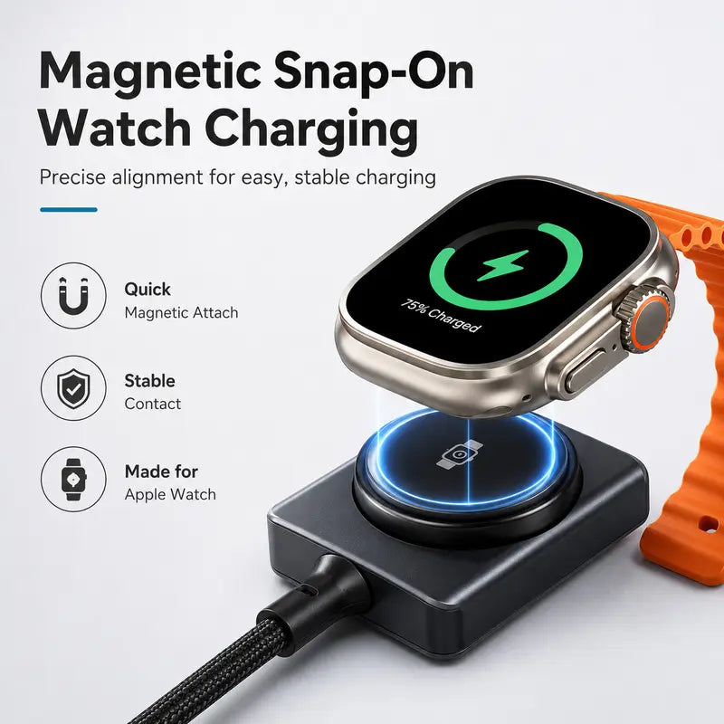 100W PD & 480Mbps Data 2-in-1 Fast Charging Cable,with Magnetic Watch Charger