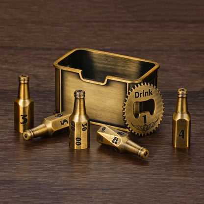 Metal Bottle Dice Set - Novelty-Design DND RPG Accessory for Tabletop Games, Gamer Gifts, Dice Collectors