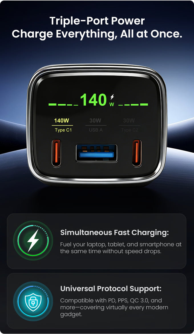 140W Fast Car Charger with Apple Find My & Android Tracking