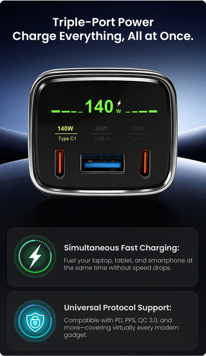 140W Fast Car Charger with Apple Find My & Android Tracking
