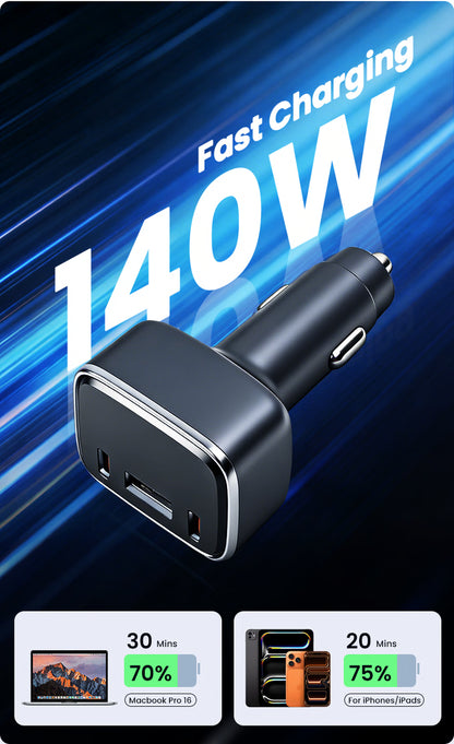 140W Fast Car Charger with Apple Find My & Android Tracking