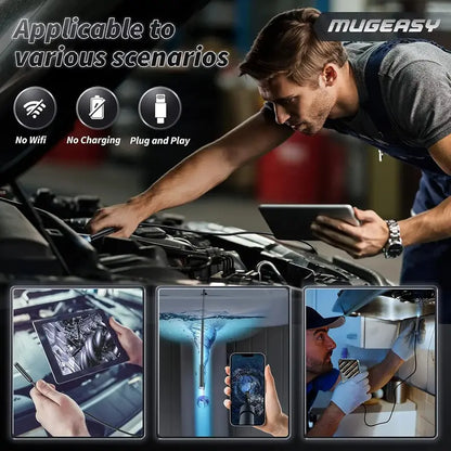 1920P HD Borescope Inspection Camera with 8 LED Lights, 16.4ft Semi-Rigid Cable & IP67 Waterproof for Android & IOS