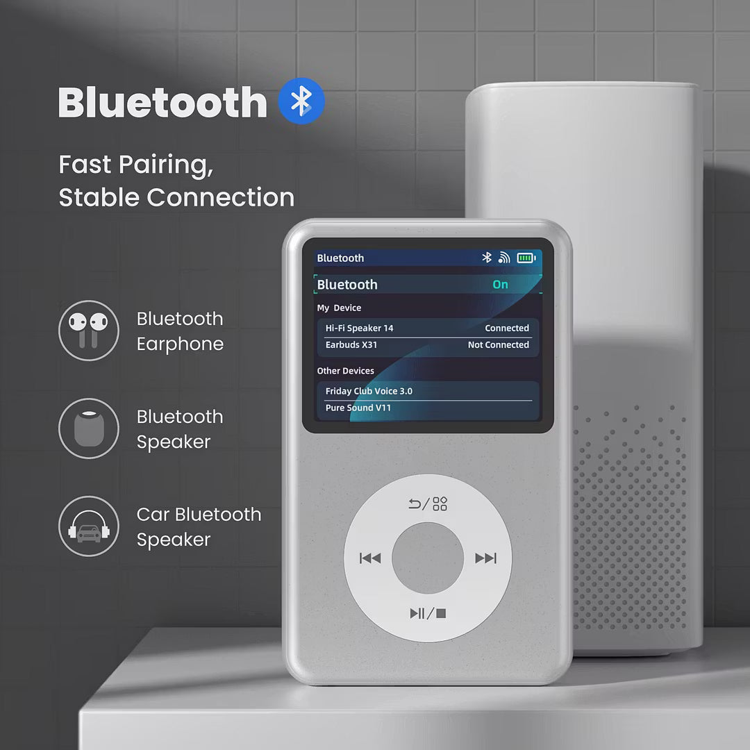 Bring Back the 2000s: Retro MP3/MP4 Player with Bluetooth, HiFi Audio, 2.4" Display & 35H Battery Life