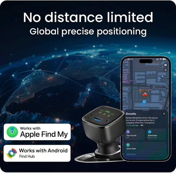 140W Fast Car Charger with Apple Find My & Android Tracking