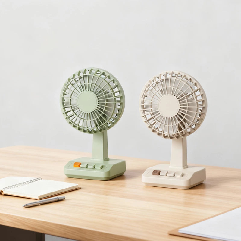 Retro Mini Wireless Quiet Desktop Fan - 5-Speed Adjustable Cooling, Up to 2200 RPM