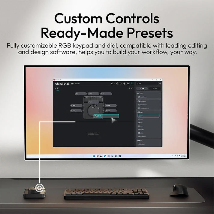 Video Editing Keyboard with Dial Knob & Bluetooth , 7 in 1 Power Customizable Macro Keypad with Tactile Feedback