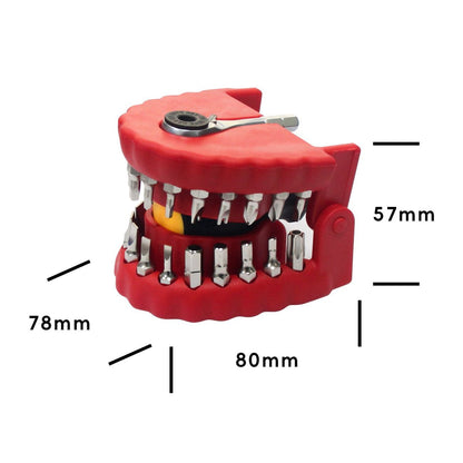Denture Drill Bit Holder 30-in-1 Screwdriver Set，Fits 1/4 Inch Hex Bit And Drive Bit Adapter