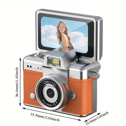 Mini Flip Camera 1080P – Retro Wearable Pocket Vlog Camera with LED Light