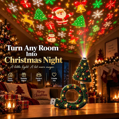 USB Holiday Projector Night Light – Christmas & Halloween Patterns, Warm LED Room Decor for Bedroom & Parties