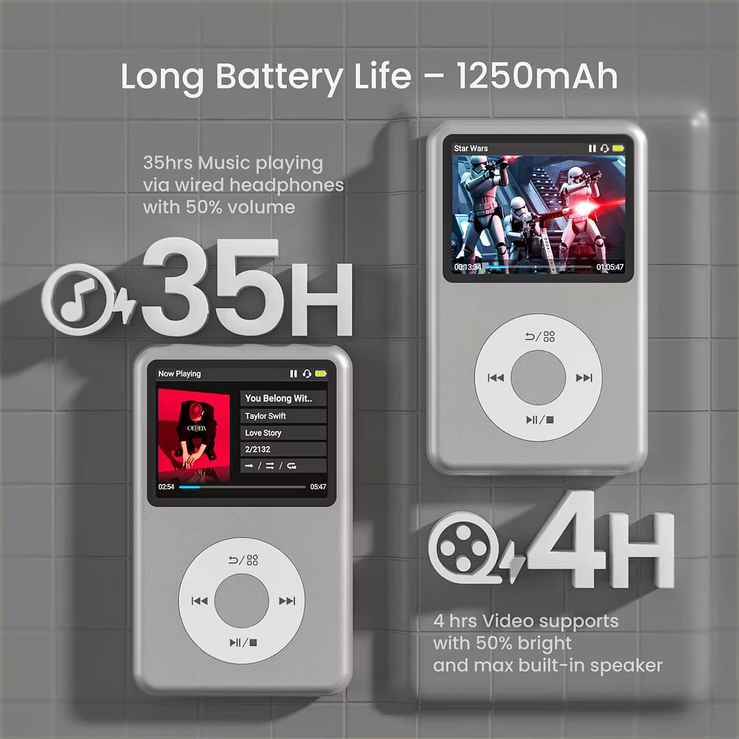 Bring Back the 2000s: Retro MP3/MP4 Player with Bluetooth, HiFi Audio, 2.4" Display & 35H Battery Life