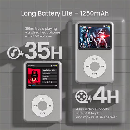 Bring Back the 2000s: Retro MP3/MP4 Player with Bluetooth, HiFi Audio, 2.4" Display & 35H Battery Life