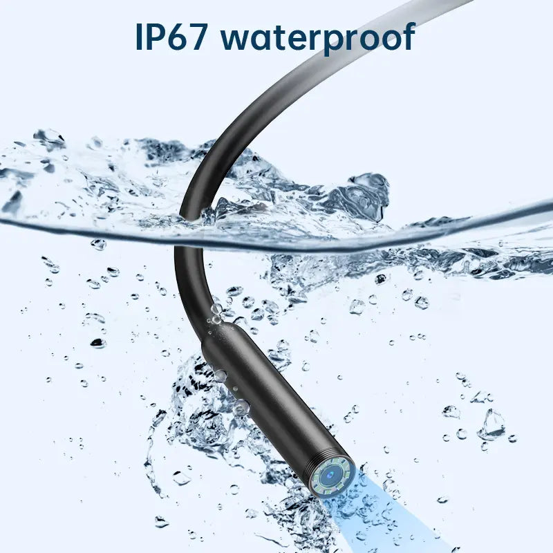 1920P HD Borescope Inspection Camera with 8 LED Lights, 16.4ft Semi-Rigid Cable & IP67 Waterproof for Android & IOS