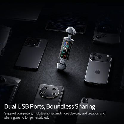 Smart Display Solid State USB Drive 128GB-2TB 1090MB/s, USB 3.2 Gen2+Type C Dual Ports