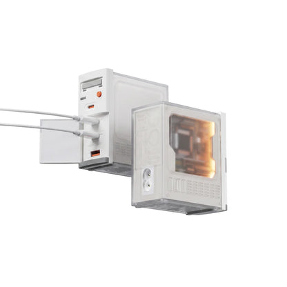 Limited Edition - Retro 100W PD 3.1 GaN 4-Port Fast Charger, 3 USB-C + 1 USB-A, Compact Charger with Ambient Light for Laptop & Phone