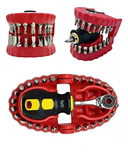 Denture Drill Bit Holder 30-in-1 Screwdriver Set，Fits 1/4 Inch Hex Bit And Drive Bit Adapter