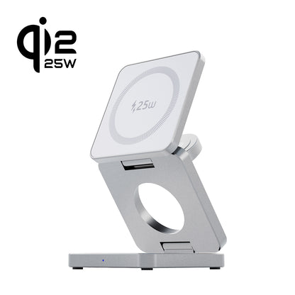 3-In-1 Qi2.2-Certified MagSafe Foldable 25W Magnetic Wireless Charging Stand