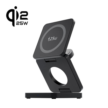 3-In-1 Qi2.2-Certified MagSafe Foldable 25W Magnetic Wireless Charging Stand