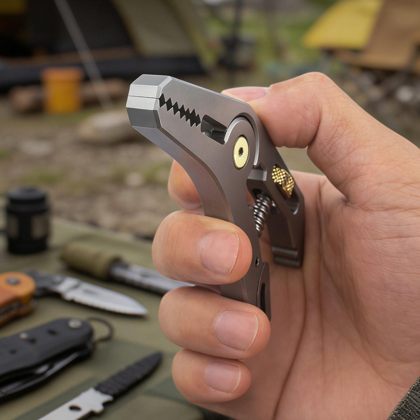 Pocket Grip 5-in-1 tool slipping easily into a jeans pocket, demonstrating lightweight EDC portability.