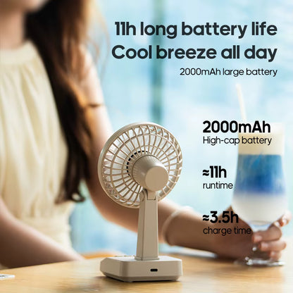 Retro Mini Wireless Quiet Desktop Fan - 5-Speed Adjustable Cooling, Up to 2200 RPM