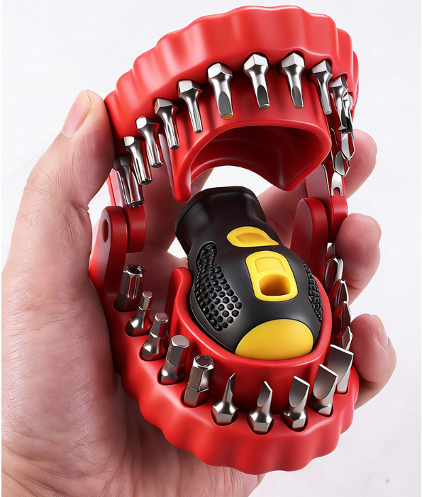 Denture Drill Bit Holder 30-in-1 Screwdriver Set，Fits 1/4 Inch Hex Bit And Drive Bit Adapter