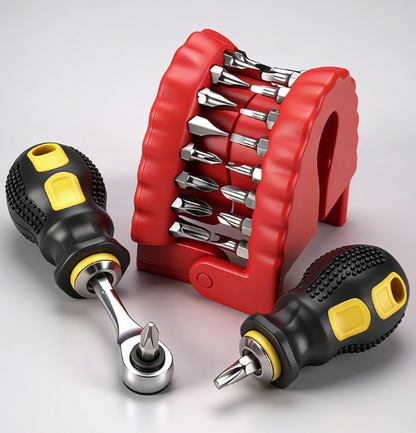 Denture Drill Bit Holder 30-in-1 Screwdriver Set，Fits 1/4 Inch Hex Bit And Drive Bit Adapter