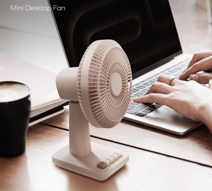 Retro Mini Wireless Quiet Desktop Fan - 5-Speed Adjustable Cooling, Up to 2200 RPM