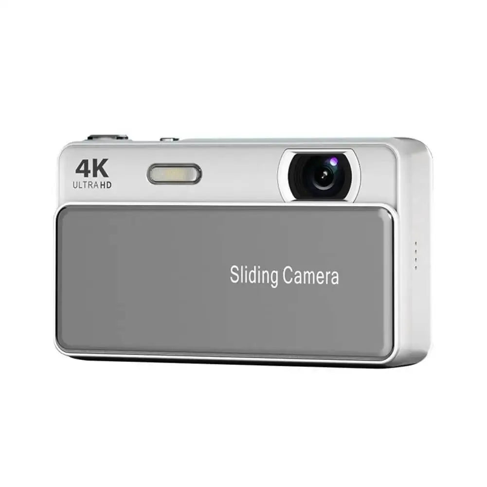 Retro 4K Digital CCD Camera with Sliding Cover – 64MP Pocket Vintage Camera with 2.8" Screen