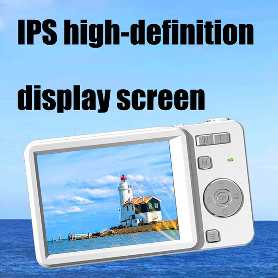 Retro 4K Digital CCD Camera with Sliding Cover – 64MP Pocket Vintage Camera with 2.8" Screen