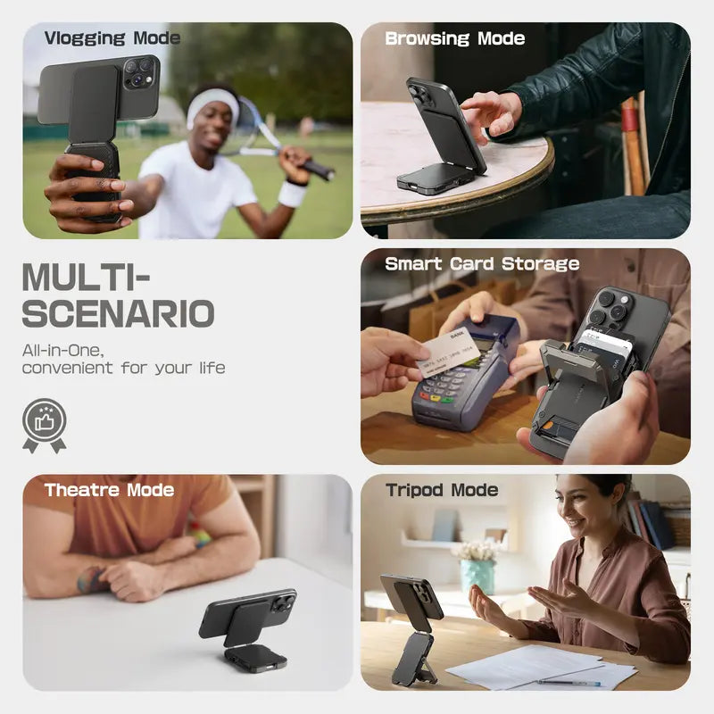 MagVault Pro | محفظة MagSafe لخمس بطاقات وحامل متعدد الزوايا