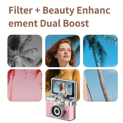 Mini Flip Camera 1080P – Retro Wearable Pocket Vlog Camera with LED Light