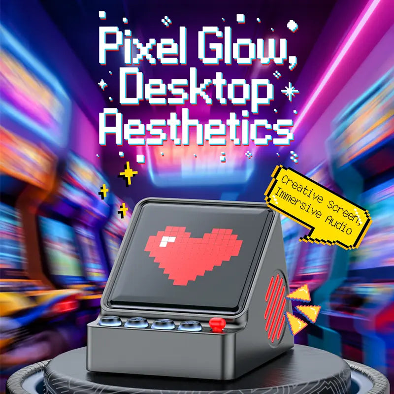 Retro Pixel Display Bluetooth Speaker with App Control & 16×16 RGB LED Pixel Art Display