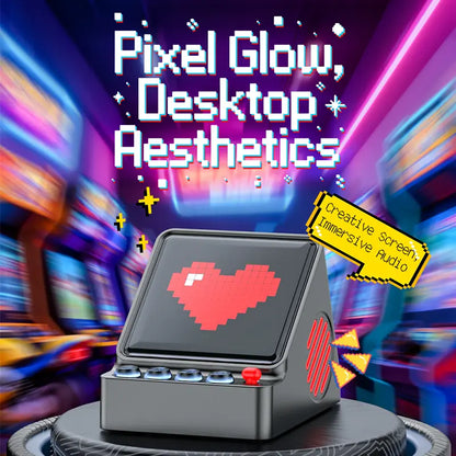 Retro Pixel Display Bluetooth Speaker with App Control & 16×16 RGB LED Pixel Art Display