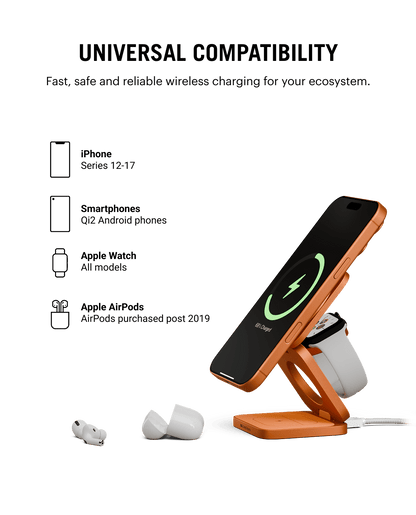 3-In-1 Qi2.2-Certified MagSafe Foldable 25W Magnetic Wireless Charging Stand