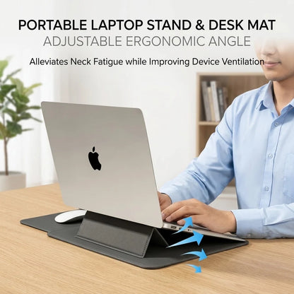 Anywhere Office 5-in-1 Laptop Sleeve with Stand, Desk Mat & Wireless Charger