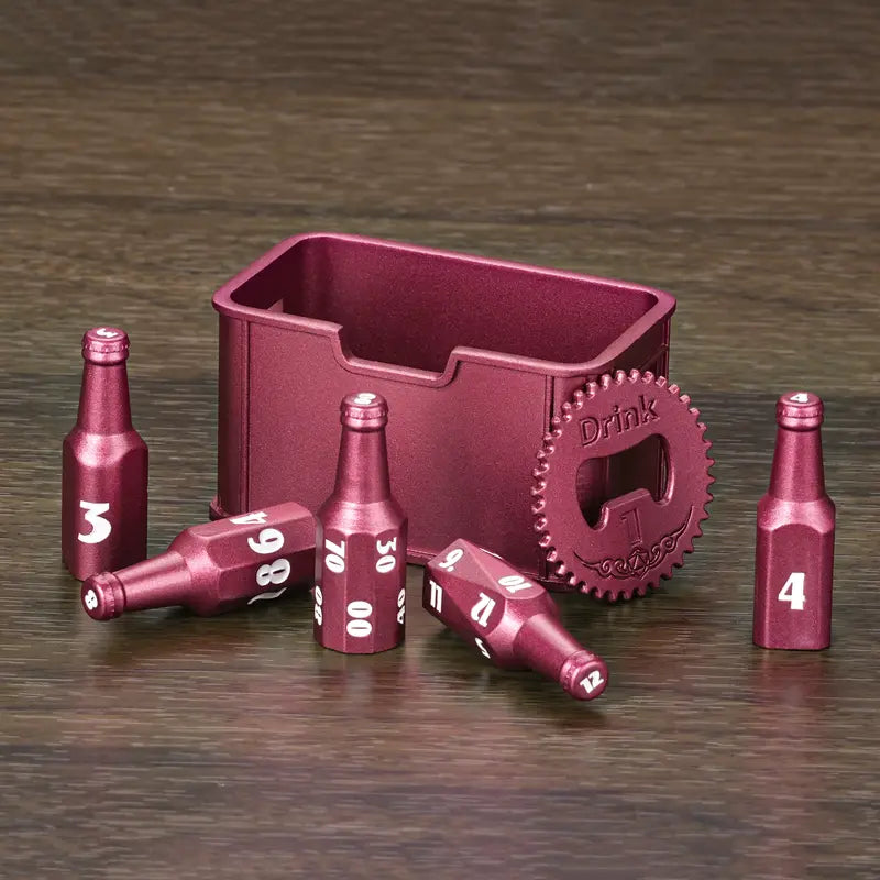 Metal Bottle Dice Set - Novelty-Design DND RPG Accessory for Tabletop Games, Gamer Gifts, Dice Collectors