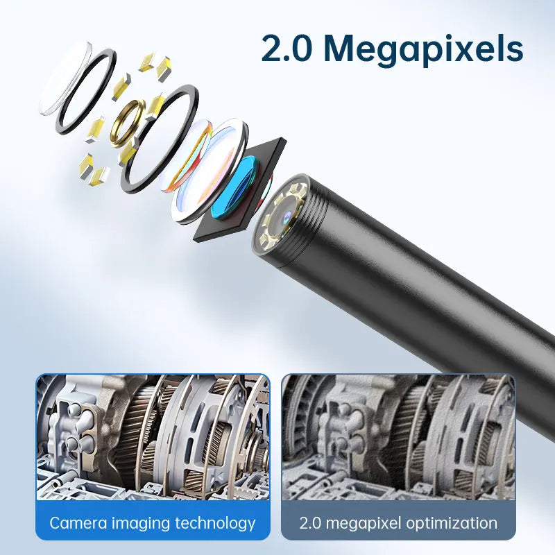 1920P HD Borescope Inspection Camera with 8 LED Lights, 16.4ft Semi-Rigid Cable & IP67 Waterproof for Android & IOS