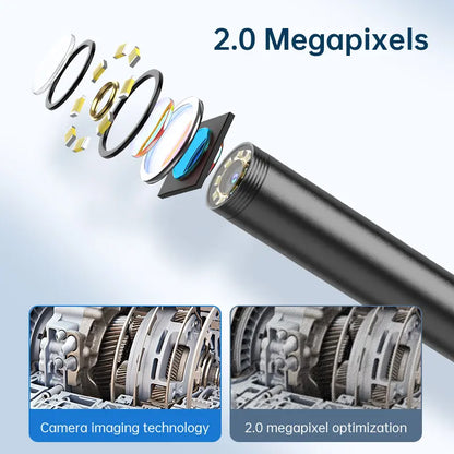 1920P HD Borescope Inspection Camera with 8 LED Lights, 16.4ft Semi-Rigid Cable & IP67 Waterproof for Android & IOS