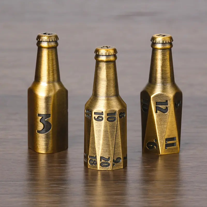Metal Bottle Dice Set - Novelty-Design DND RPG Accessory for Tabletop Games, Gamer Gifts, Dice Collectors