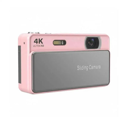Retro 4K Digital CCD Camera with Sliding Cover – 64MP Pocket Vintage Camera with 2.8" Screen