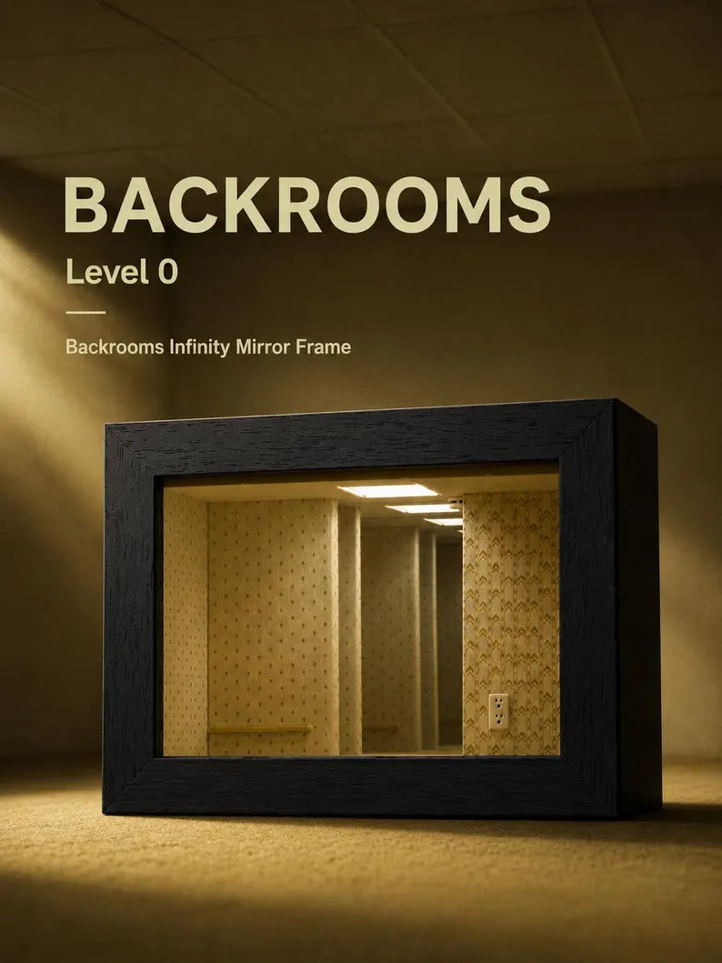Backrooms Level 0 Infinity Mirror Frame - Liminal Space Shadow Box